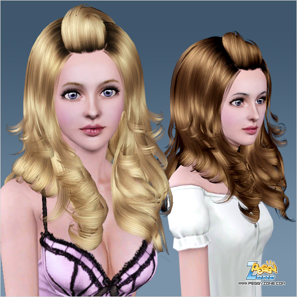 Mermaid waves with rolled bangs ID 377 by Peggy Zone for Sims 3
