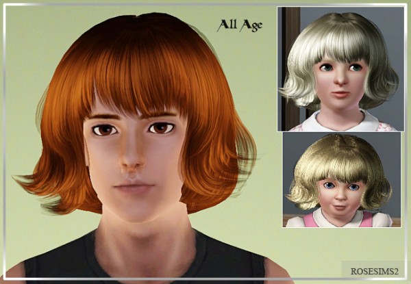 Bob style with long waves and bangs for boys D 15 by Rose for Sims 3