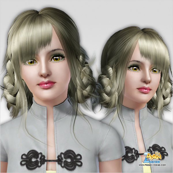 Two circle braid hairstyle ID 235 by Peggy Zone for Sims 3