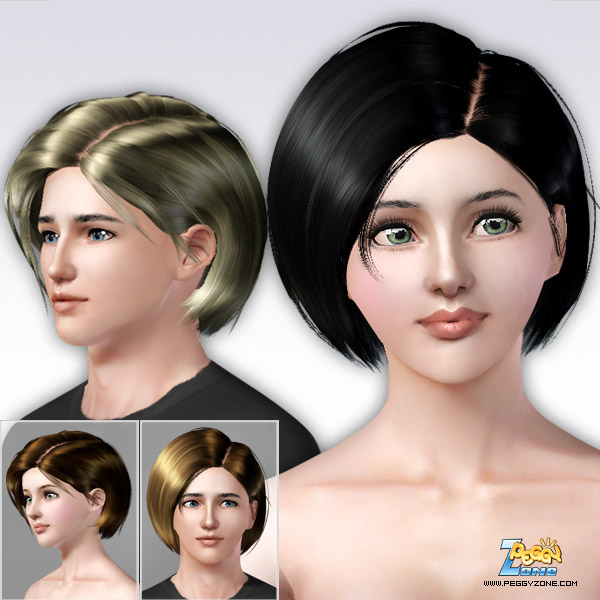 Shiny bob haircut ID 73 by Peggy Zone for Sims 3
