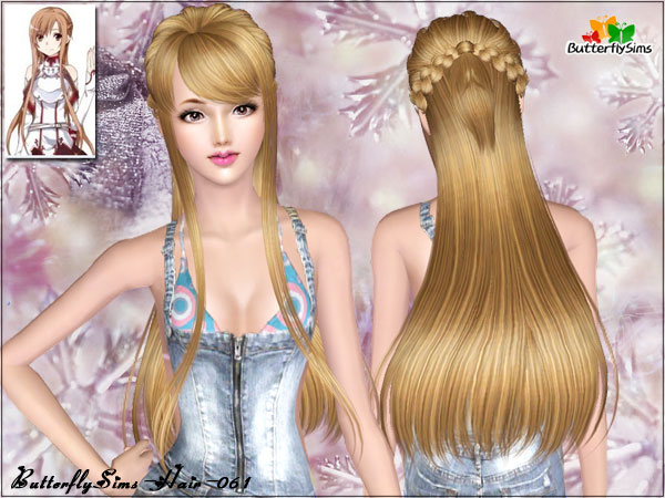 Braided crown with bangs   hair 61 by Butterfly for Sims 3
