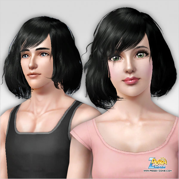 Wavy bob with bangs to the left side hairstyle ID 107 by Peggy Zone for Sims 3