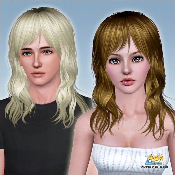 Curly hairstyle with bangs ID 647 by Peggy Zone for Sims 3