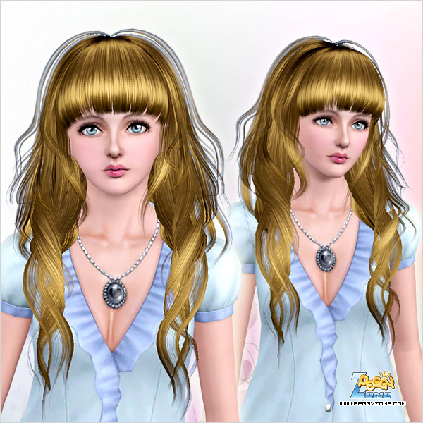 Rolled peaks with bangs hairstyle ID 690 by Peggy Zone for Sims 3