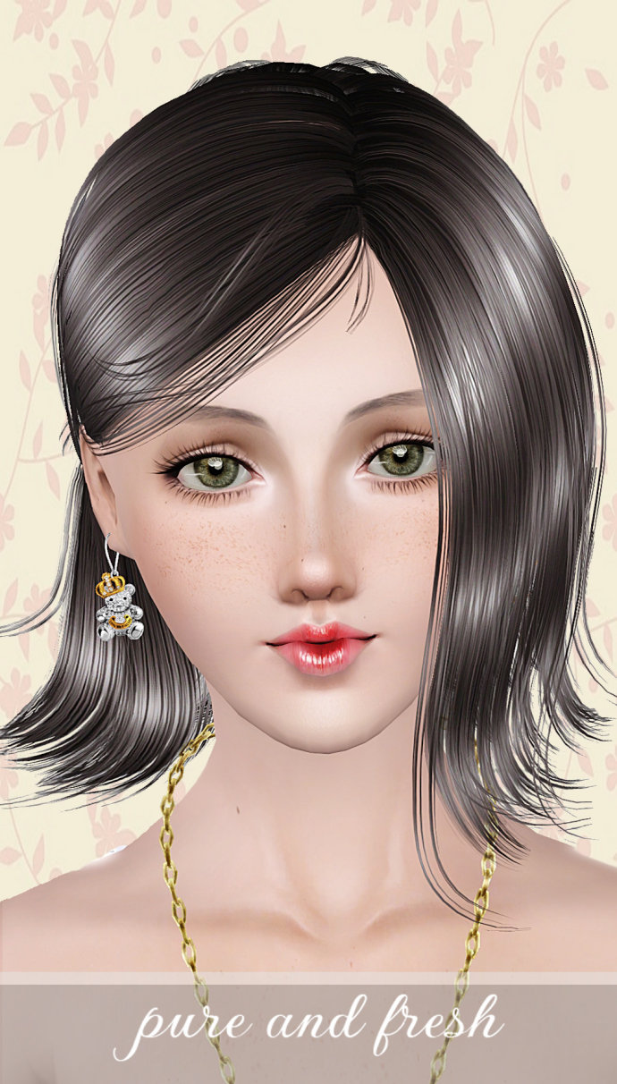 Shiny bob hairstyle - pure and fresh by Wings - Sims 3 Hairs