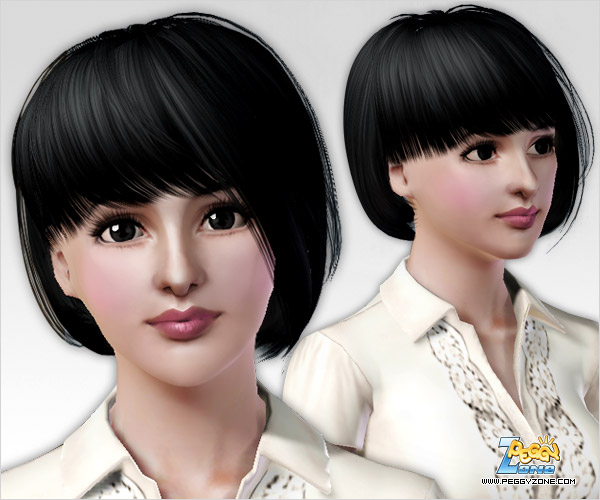 Asymmetrical bob hairstyle ID 44 by Peggy Zone for Sims 3