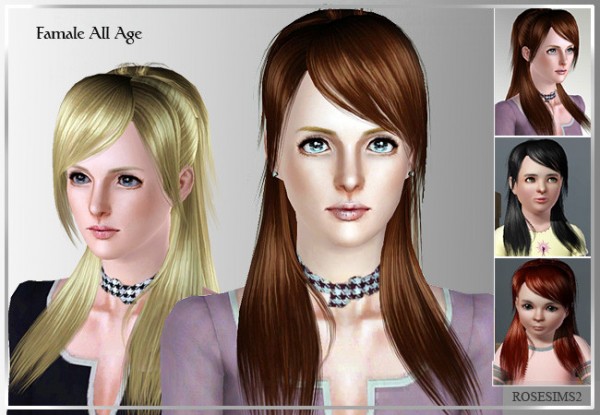 Half Updo with bangs D 17 by Rose for Sims 3
