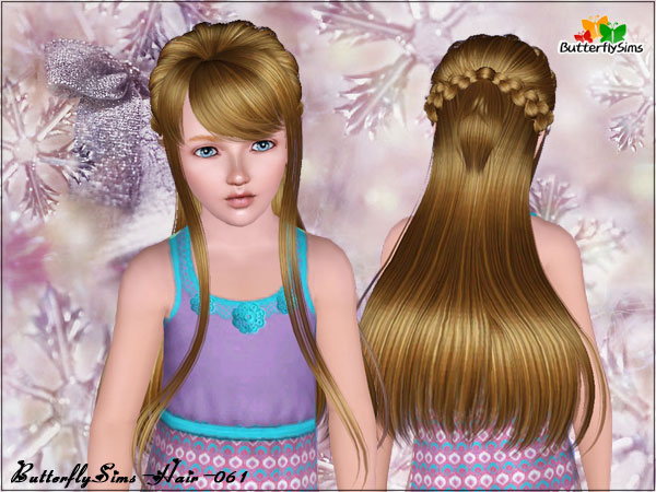 Braided crown with bangs   hair 61 by Butterfly for Sims 3