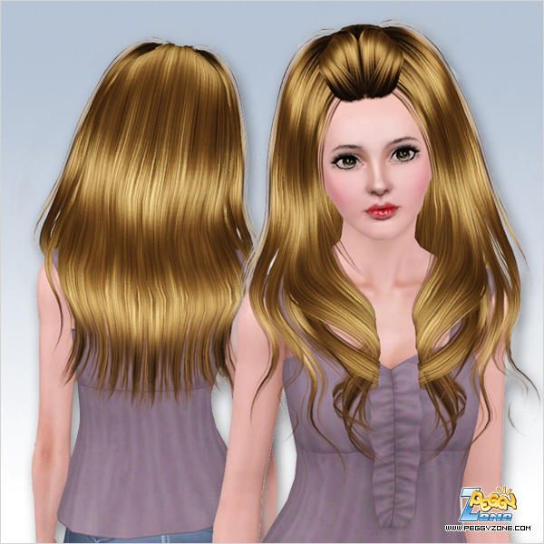 Long hairstyle with rolled bangs ID 594 by Peggy Zone for Sims 3