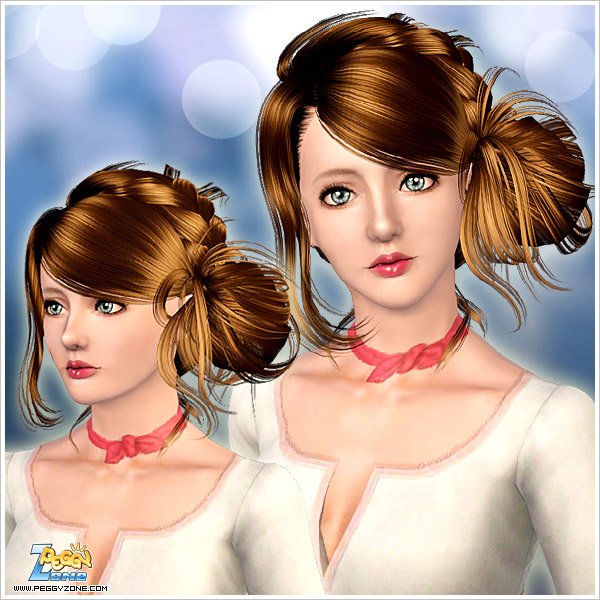 Ruffled side chignon ID 000064 by Peggy Zone for Sims 3