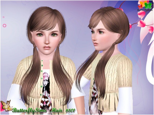 Modern double knotted ponytail 101 by YOYO at Butterfly for Sims 3