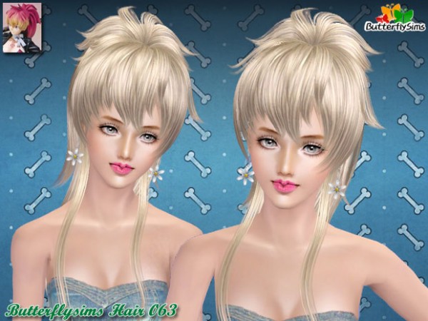 Spiky choppy ponytail hairstyle  hair 63 by Butterfly for Sims 3