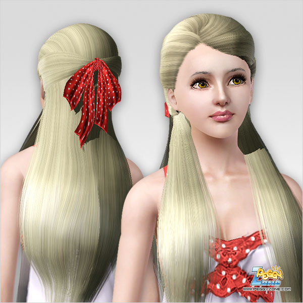 Half up half down with bow hairstyle ID 424 by Peggy Zone for Sims 3