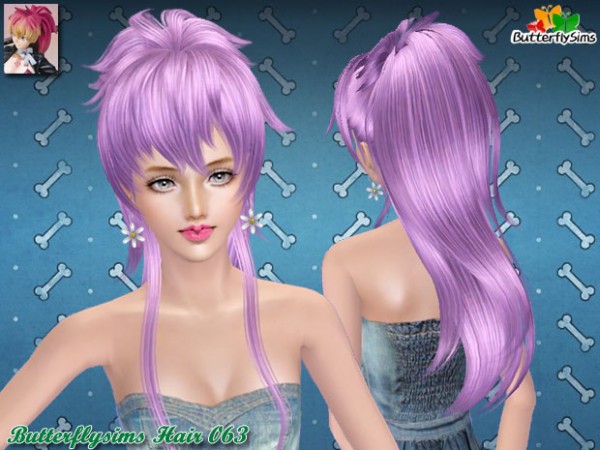 Spiky choppy ponytail hairstyle  hair 63 by Butterfly for Sims 3