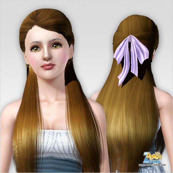 Half up half down with bow hairstyle ID 424 by Peggy Zone for Sims 3