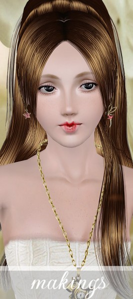 Half up half down ponytail hairstyle   makings by Wings  for Sims 3