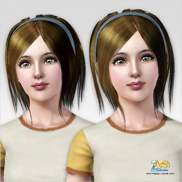 Layered hairstyle with headband ID 140 by Peggy Zone for Sims 3