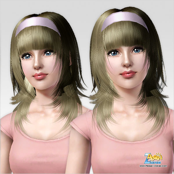 Fringed satin headband hairstyle ID 194 by Peggy Zone for Sims 3