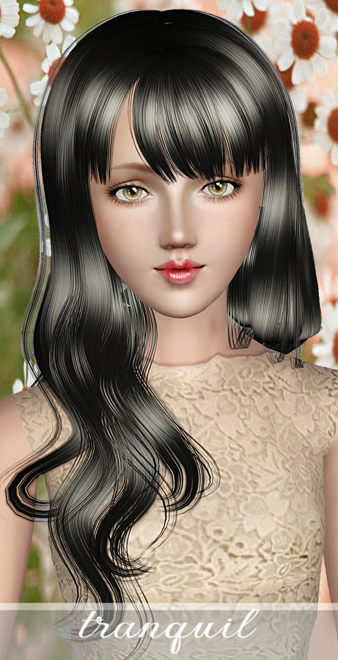 Long side with bangs hairstyle - tranquil by Wings - Sims 3 Hairs