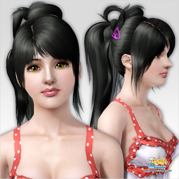 Fancy ponytail with hairclip ID 245 by Peggy Zone for Sims 3