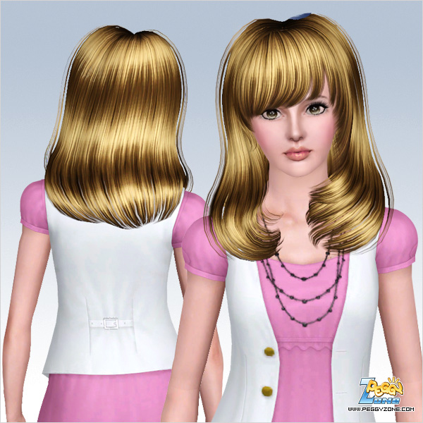 Long layered hairstyle with bangs ID 612 by Peggy Zone for Sims 3