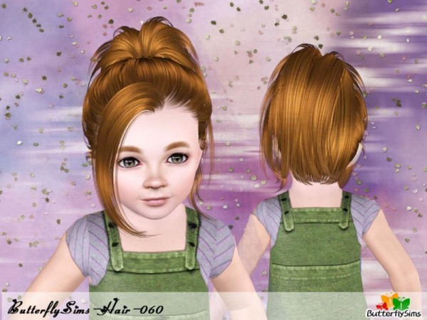 Top Knot with side bangs hairstyle Conversion 60 by YOYO at Butterfly for Sims 3