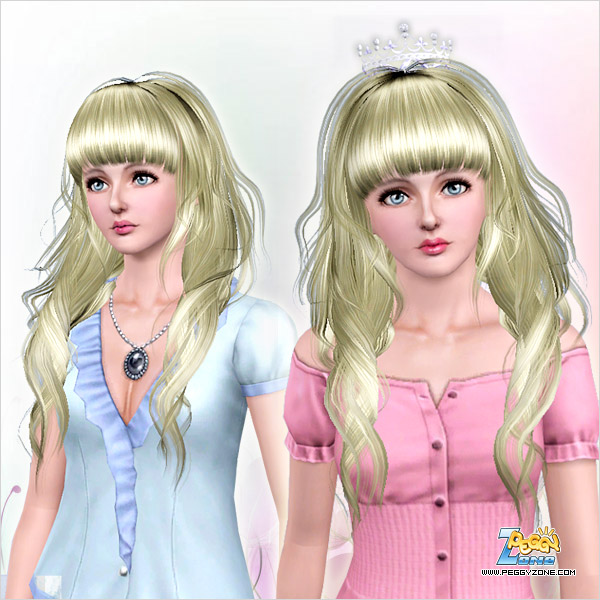 Rolled peaks with bangs hairstyle ID 690 by Peggy Zone for Sims 3