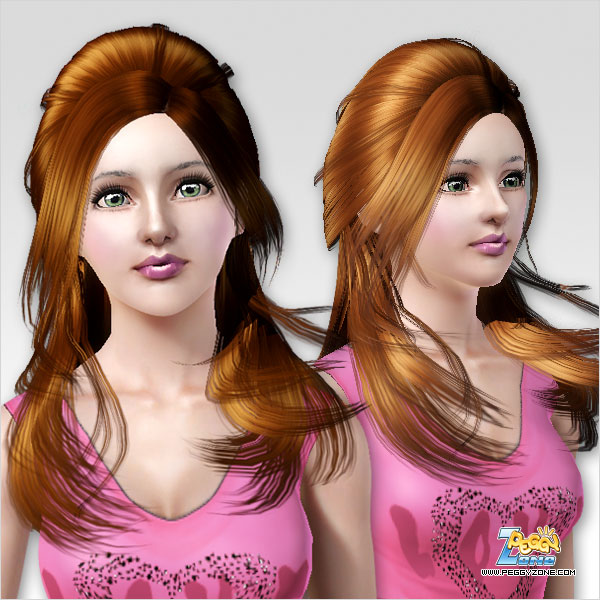 Half up half down with flower clip hairstyle ID 110 by Peggy Zone for Sims 3