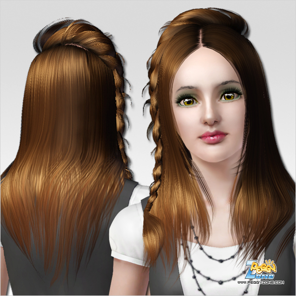 Teased fishtail in the right side of a face hairstyle ID 172 by Peggy Zone for Sims 3