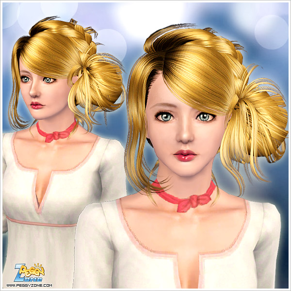 Ruffled side chignon ID 000064 by Peggy Zone for Sims 3