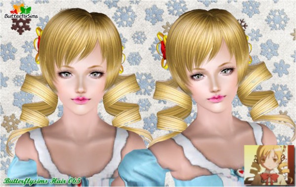 Anime flower ponytail hairstyle   Hair 65 by Butterfly  for Sims 3