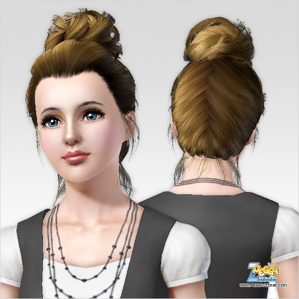 Top knot hairstyle ID 262 by Peggy Zone for Sims 3