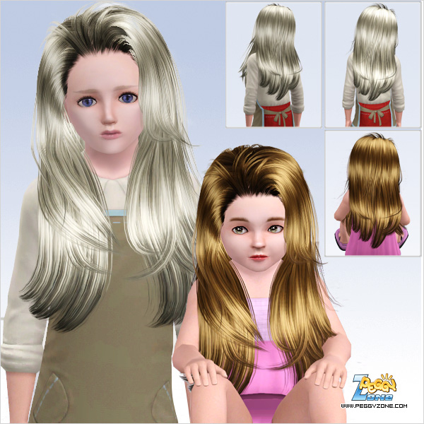 Long and shiny hairstyle ID 000026 by Peggy Zone for Sims 3