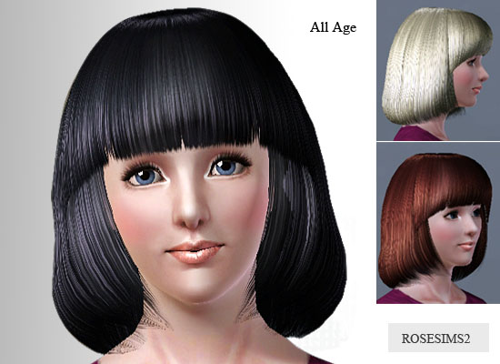 Round bob with bangs by Rose Sims for Sims 3
