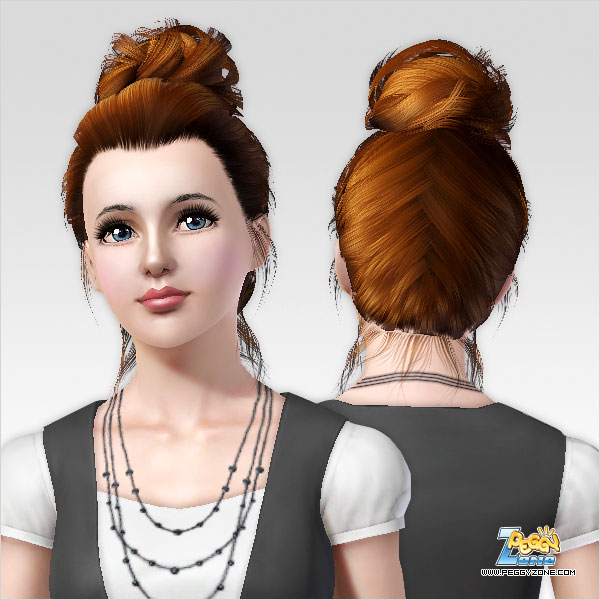 Top knot hairstyle ID 262 by Peggy Zone for Sims 3