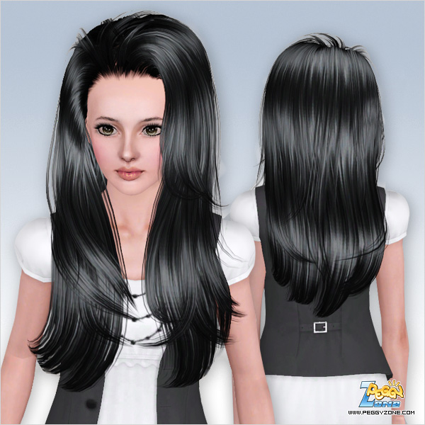Long and shiny hairstyle ID 000027 by Peggy Zone for Sims 3