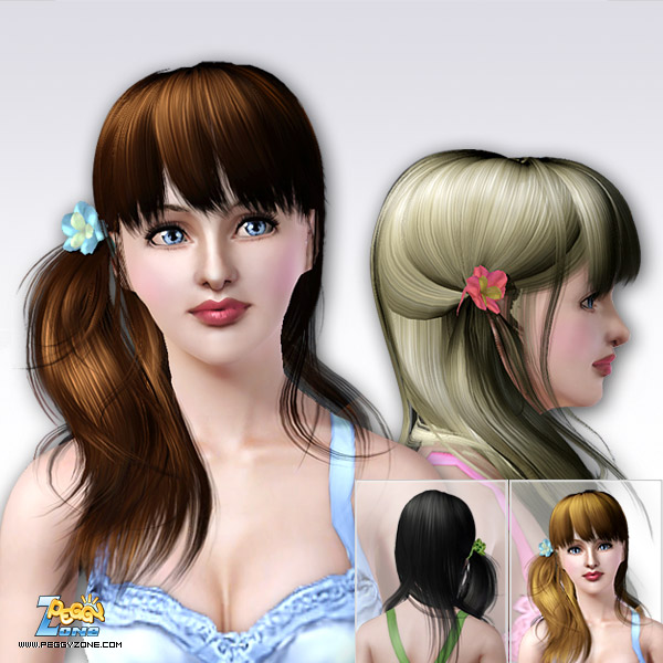 high ponytail with side bangs hair sims 4 cc