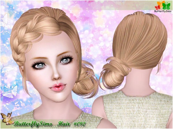 Romance braided hairstyle Conversion hair 92 by YOYO at Butterfly for Sims 3