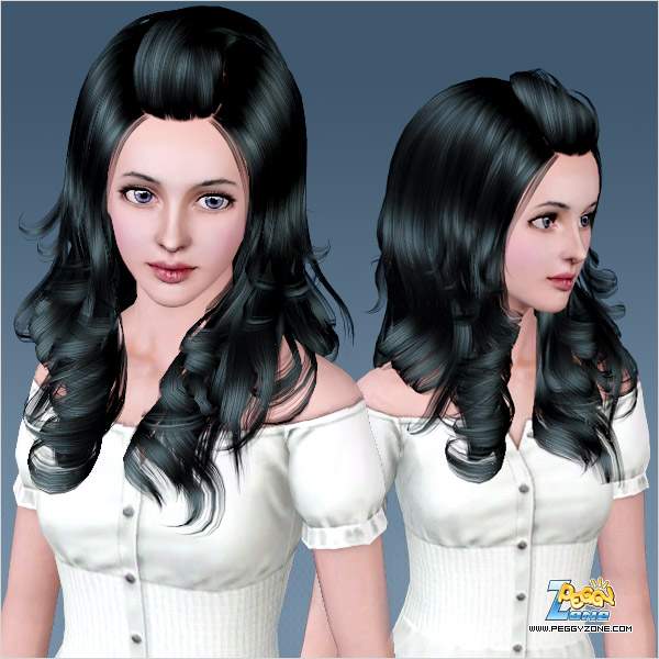 Mermaid waves with rolled bangs ID 377 by Peggy Zone for Sims 3