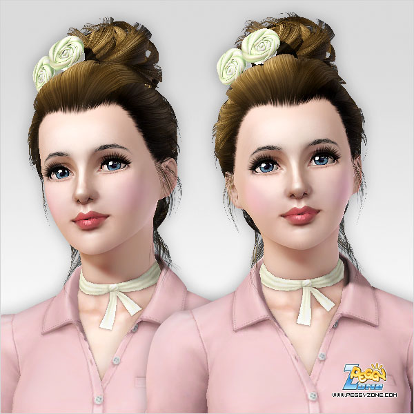 Double roses top knot hairstyle ID 263 by Peggy Zone for Sims 3