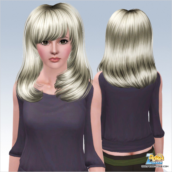 Long layered hairstyle with bangs ID 612 by Peggy Zone for Sims 3