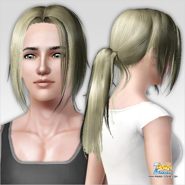 Looped ponytail with long bangs hairstyle ID 137 by Peggy Zone for Sims 3