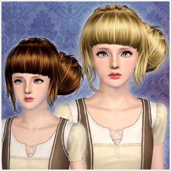 Side chignon with straight bangs ID 860 by Peggy Zone for Sims 3