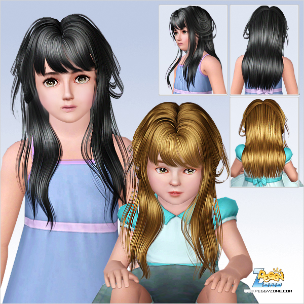 Simple hairstyles for long hair ID 000042 by Peggy Zone for Sims 3