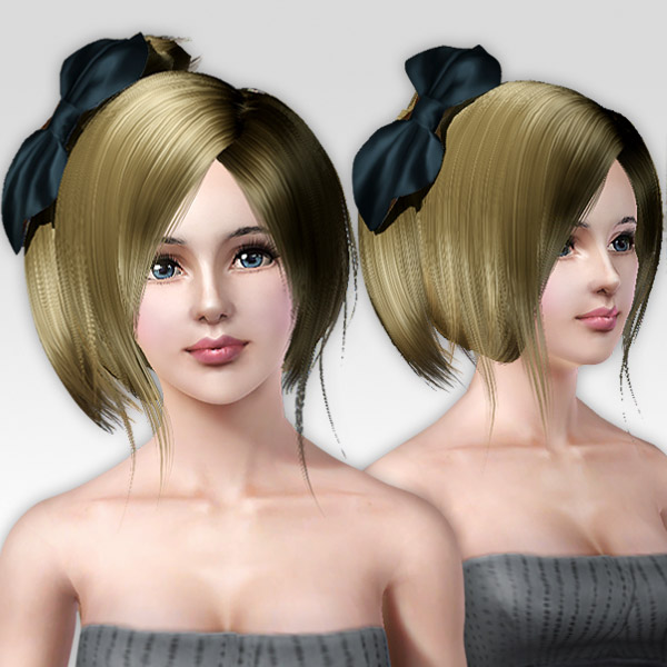 Bob with long fringe and big bow hairstyle ID 185 by Peggy Zone for Sims 3