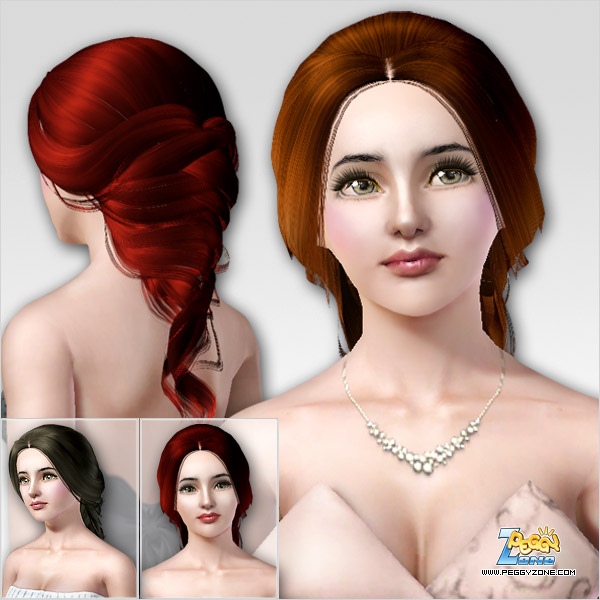 Ear of weat braided tail hairstyle ID 79 by Peggy Zone for Sims 3