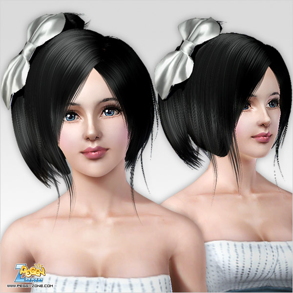 Bob with long fringe and big bow hairstyle ID 185 by Peggy Zone for Sims 3