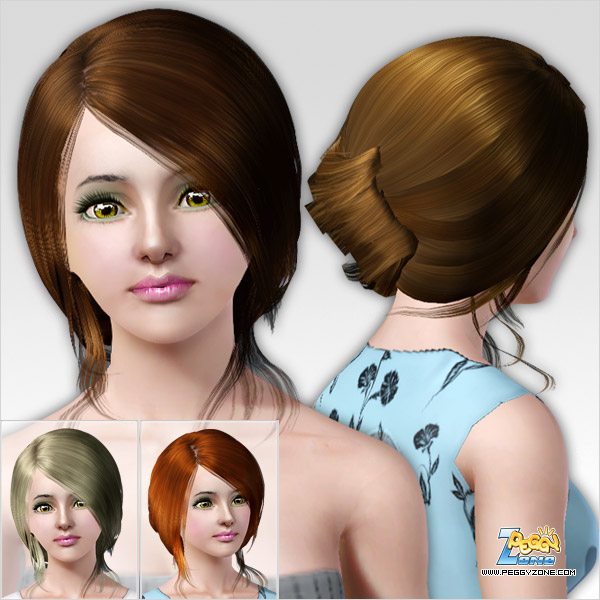 French bun hairstyle ID 113 by Peggy Zone for Sims 3