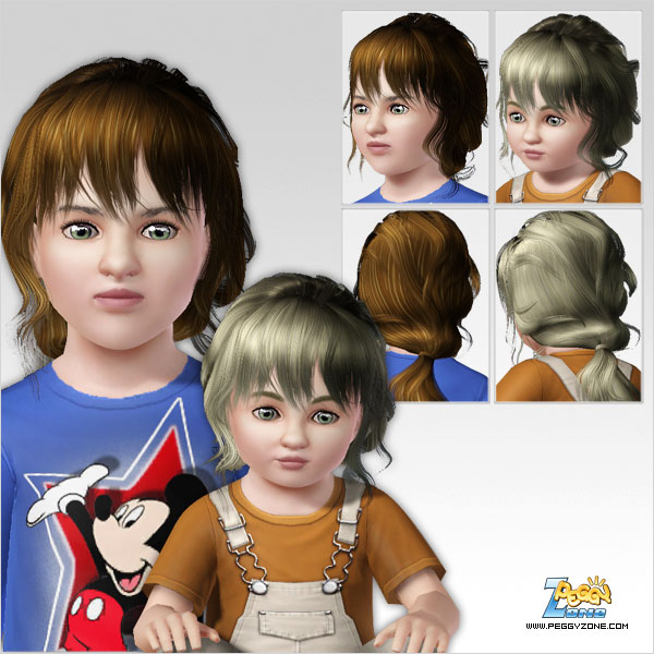 Ponytail with bangs hairstyle ID 338 by Peggy Zone for Sims 3