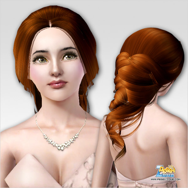 Ear of weat braided tail hairstyle ID 79 by Peggy Zone for Sims 3